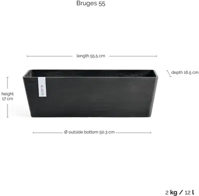 Ecopots Bruges Donkergrijs L55 x B17 x H17 cm - afbeelding 3