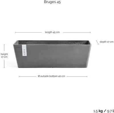Ecopots Bruges Grijs L45 x B17 x H17 cm - afbeelding 3