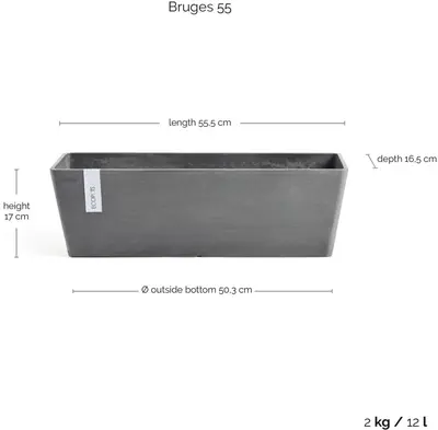 Ecopots Bruges Grijs L55 x B17 x H17 cm - afbeelding 3