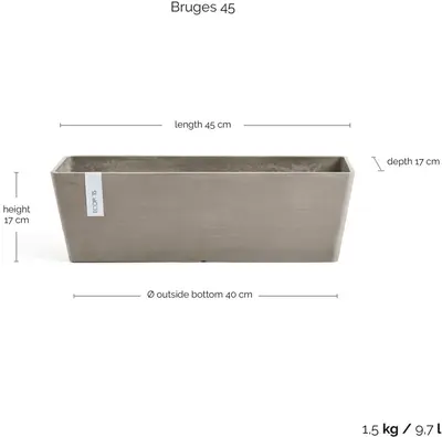 Ecopots Bruges Taupe L45 x B17 x H17 cm - afbeelding 3