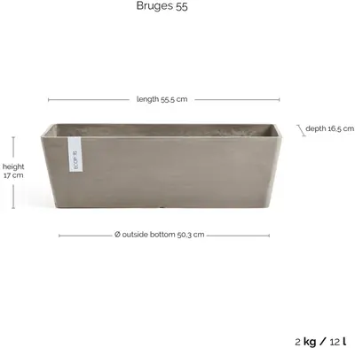 Ecopots Bruges Taupe L55 x B17 x H17 cm - afbeelding 3