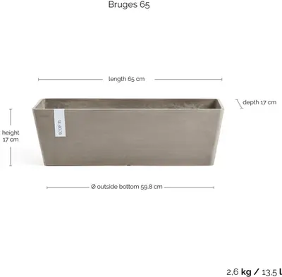 Ecopots Bruges Taupe L65 x B20 x H20 cm - afbeelding 7