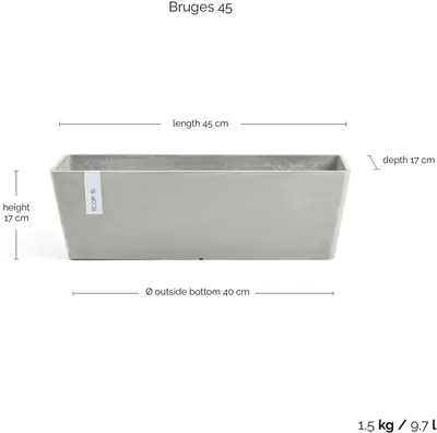 Ecopots Bruges Witgrijs L45 x B17 x H17 cm - afbeelding 3