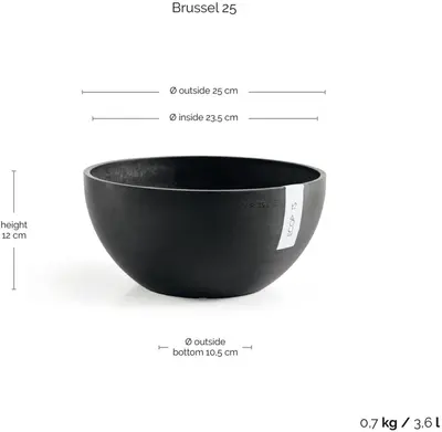 Ecopots Brussels Donkergrijs Ø25 x H12 cm - afbeelding 3