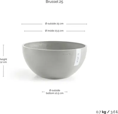 Ecopots Brussels Witgrijs Ø25 x H12 cm - afbeelding 3
