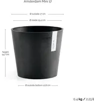Ecopots kunststof bloempot amsterdam 17x14.7 cm donkergrijs     - afbeelding 3