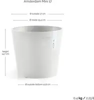 Ecopots kunststof bloempot amsterdam 17x14.7 cm puurwit     - afbeelding 3