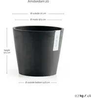 Ecopots kunststof bloempot amsterdam 20x17.7 cm donkergrijs     - afbeelding 3
