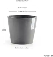 Ecopots kunststof bloempot amsterdam 20x17.7 cm grijs     - afbeelding 3
