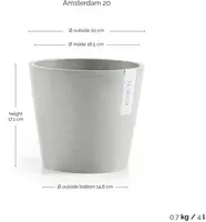 Ecopots kunststof bloempot amsterdam 20x17.7 cm witgrijs     - afbeelding 3