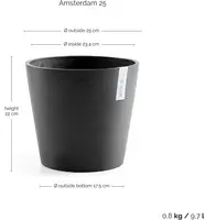 Ecopots kunststof bloempot amsterdam 25x22 cm donker grijs     - afbeelding 4