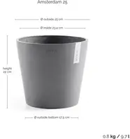 Ecopots kunststof bloempot amsterdam 25x22 cm grijs     - afbeelding 3