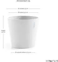 Ecopots kunststof bloempot amsterdam 25x22 cm puurwit     - afbeelding 4