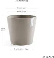 Ecopots kunststof bloempot amsterdam 25x22 cm taupe     - afbeelding 4