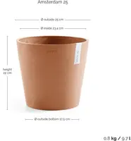 Ecopots kunststof bloempot amsterdam 25x22 cm terracotta     - afbeelding 3