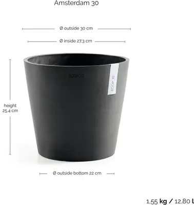 Ecopots kunststof bloempot amsterdam 30x26.3 cm donkergrijs     - afbeelding 3