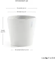Ecopots kunststof bloempot amsterdam 30x26.3 cm puurwit     - afbeelding 3