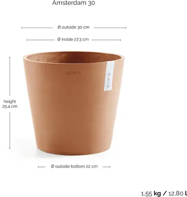 Ecopots kunststof bloempot amsterdam 30x26.3 cm terracotta     - afbeelding 3
