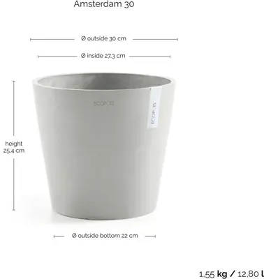 Ecopots kunststof bloempot amsterdam 30x26.3 cm witgrijs     - afbeelding 3