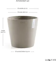 Ecopots kunststof bloempot amsterdam 40x35 cm taupe     - afbeelding 3