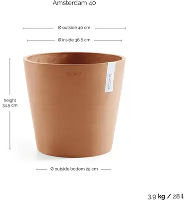 Ecopots kunststof bloempot amsterdam 40x35 cm terracotta     - afbeelding 3