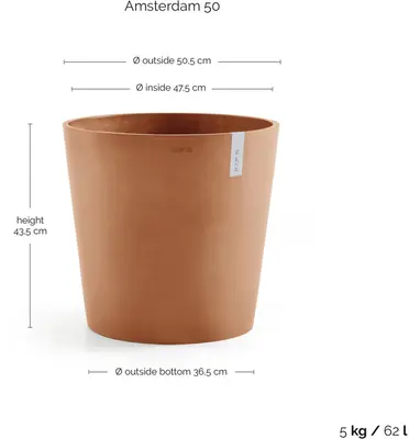 Ecopots kunststof bloempot amsterdam 50.5x44 cm terracotta     - afbeelding 3
