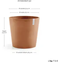 Ecopots kunststof bloempot amsterdam 50.5x44 cm terracotta     - afbeelding 3