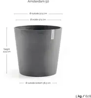 Ecopots kunststof bloempot amsterdam 50x44 cm grijs     - afbeelding 3