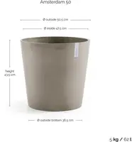 Ecopots kunststof bloempot amsterdam 50x44 cm taupe     - afbeelding 2