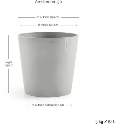 Ecopots kunststof bloempot amsterdam 50x44 cm witgrijs     - afbeelding 3