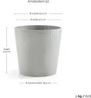 Ecopots kunststof bloempot amsterdam 50x44 cm witgrijs     - afbeelding 3
