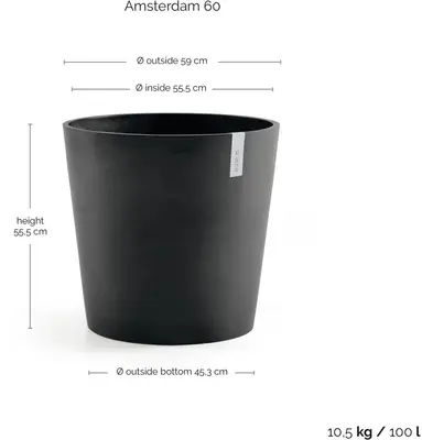 Ecopots kunststof bloempot amsterdam 60x54.8 cm donker grijs     - afbeelding 3