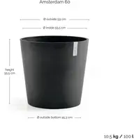 Ecopots kunststof bloempot amsterdam 60x54.8 cm donker grijs     - afbeelding 3
