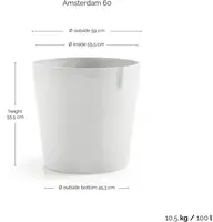 Ecopots kunststof bloempot amsterdam 60x54.8 cm puurwit     - afbeelding 3