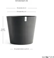 Ecopots kunststof bloempot amsterdam 70x61.3 cm donkergrijs     - afbeelding 3