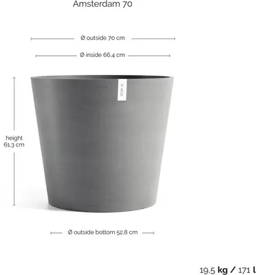 Ecopots kunststof bloempot amsterdam 70x61.3 cm grijs     - afbeelding 6