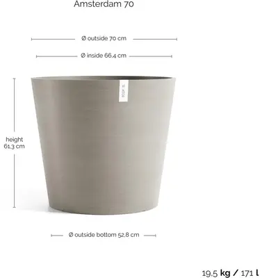 Ecopots kunststof bloempot amsterdam 70x61.3 cm taupe     - afbeelding 3
