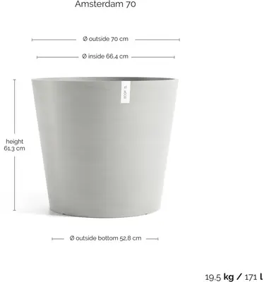 Ecopots kunststof bloempot amsterdam 70x61.3 cm witgrijs     - afbeelding 6