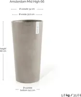Ecopots kunststof bloempot amsterdam hoog 34x66 cm taupe     - afbeelding 4