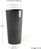 Ecopots kunststof bloempot amsterdam hoog 41.5x76.8 cm donker grijs     - afbeelding 4
