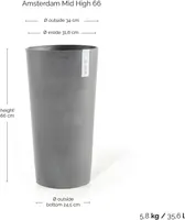 Ecopots kunststof bloempot amsterdam hoog 66x66 cm grijs     - afbeelding 4