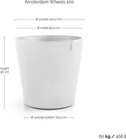 Ecopots kunststof bloempot amsterdam met wielen 100x88.7 cm puurwit     - afbeelding 4