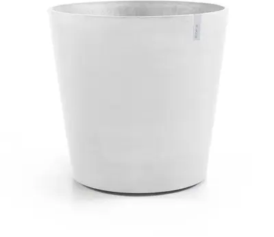 Ecopots kunststof bloempot amsterdam met wielen 60x56 cm puurwit     - afbeelding 1