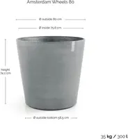 Ecopots kunststof bloempot amsterdam met wielen 80x74.2 cm blauwgrijs     - afbeelding 4