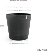Ecopots kunststof bloempot amsterdam met wielen 80x74.2 cm donkergrijs     - afbeelding 4