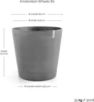 Ecopots kunststof bloempot amsterdam met wielen 80x74.2 cm grijs     - afbeelding 5