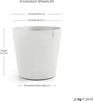 Ecopots kunststof bloempot amsterdam met wielen 80x74.2 cm puurwit     - afbeelding 4