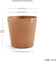 Ecopots kunststof bloempot amsterdam met wielen 80x74.2 cm terracotta     - afbeelding 4