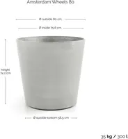 Ecopots kunststof bloempot amsterdam met wielen 80x74.2 cm wit grijs     - afbeelding 5