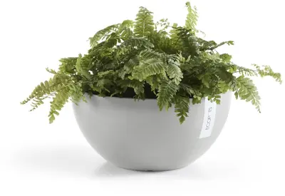 Ecopots kunststof bloempot brussels 25x12 cm witgrijs     - afbeelding 6